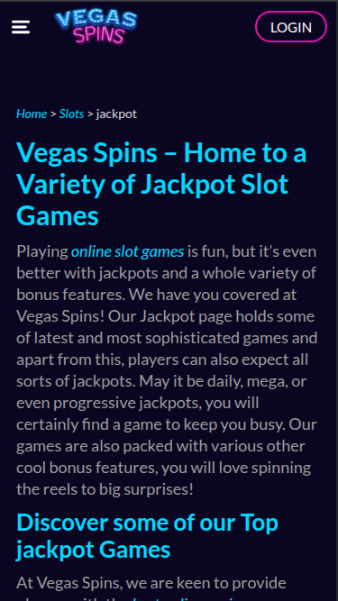 Vegas Spins Casino Mobile Jackpot