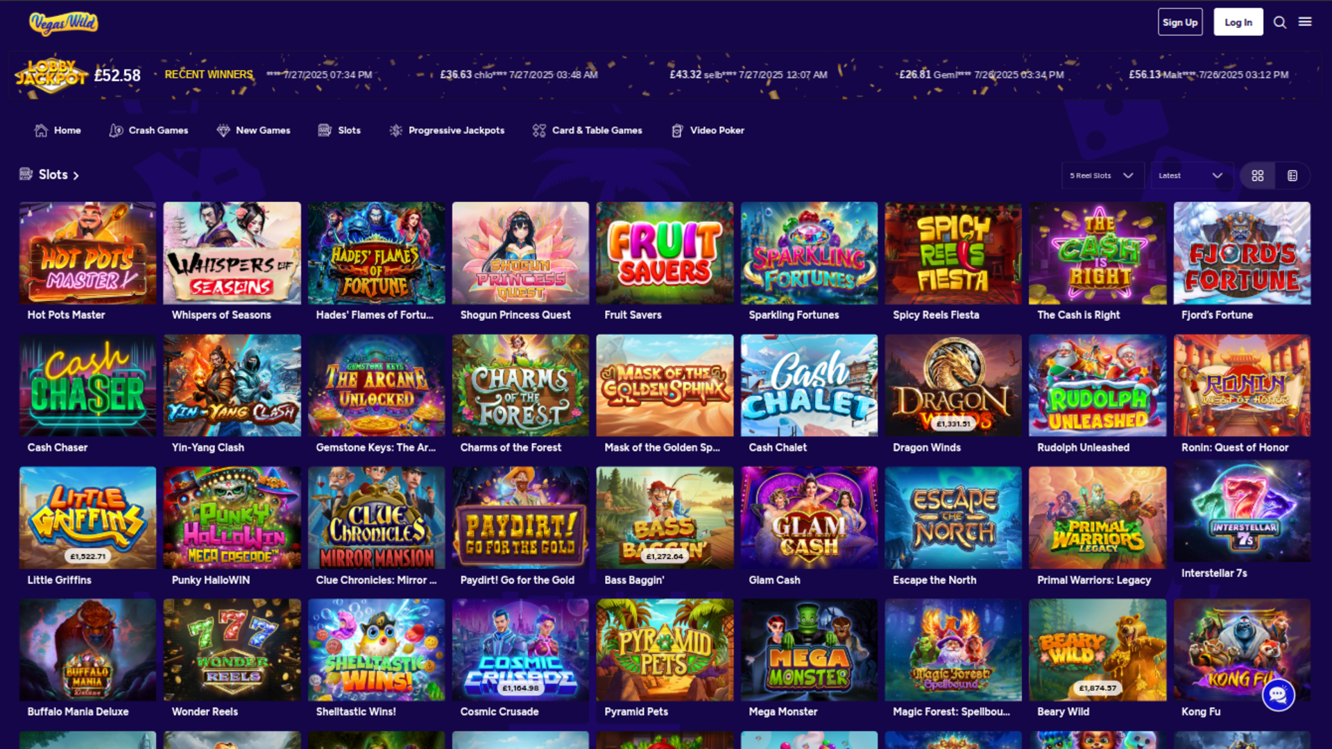 Jeux sur bureau de Vegas Wild Casino