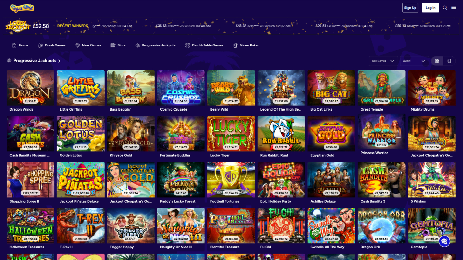 Jackpot sur bureau de Vegas Wild Casino