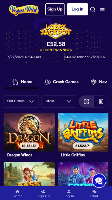 Jackpot mobile de Vegas Wild Casino