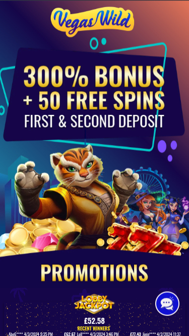 Promotions mobiles de Vegas Wild Casino
