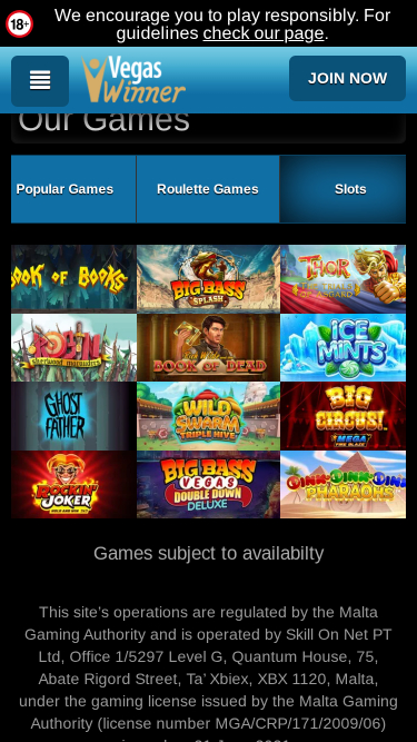 Giochi mobile di Vegas Winner Casino