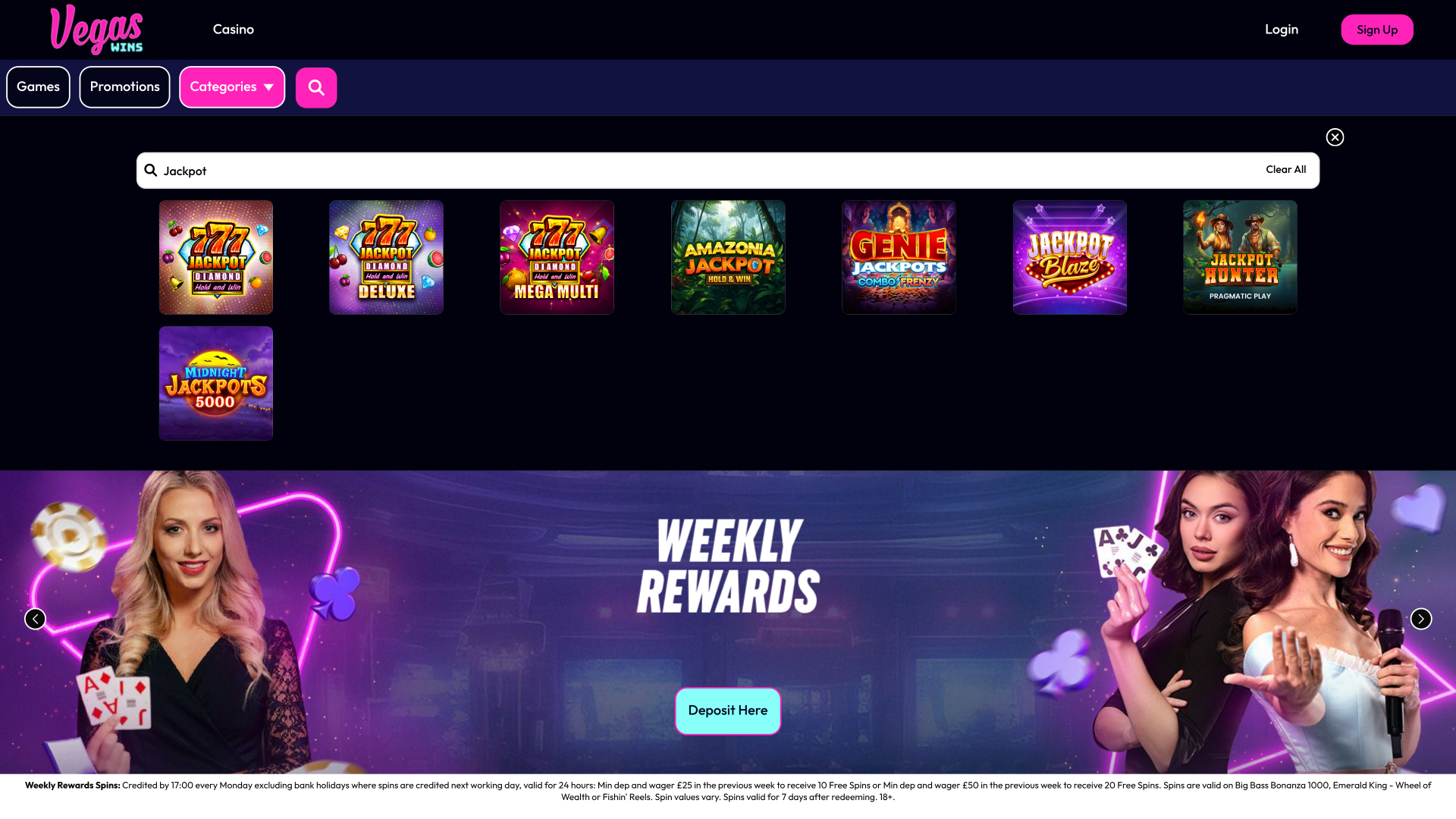 Vegas Wins Casino Desktop Jackpot