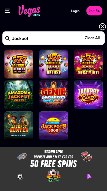 Vegas Wins Casino Mobile Jackpot