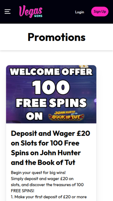 Vegas Wins Casino Mobile-Aktionen