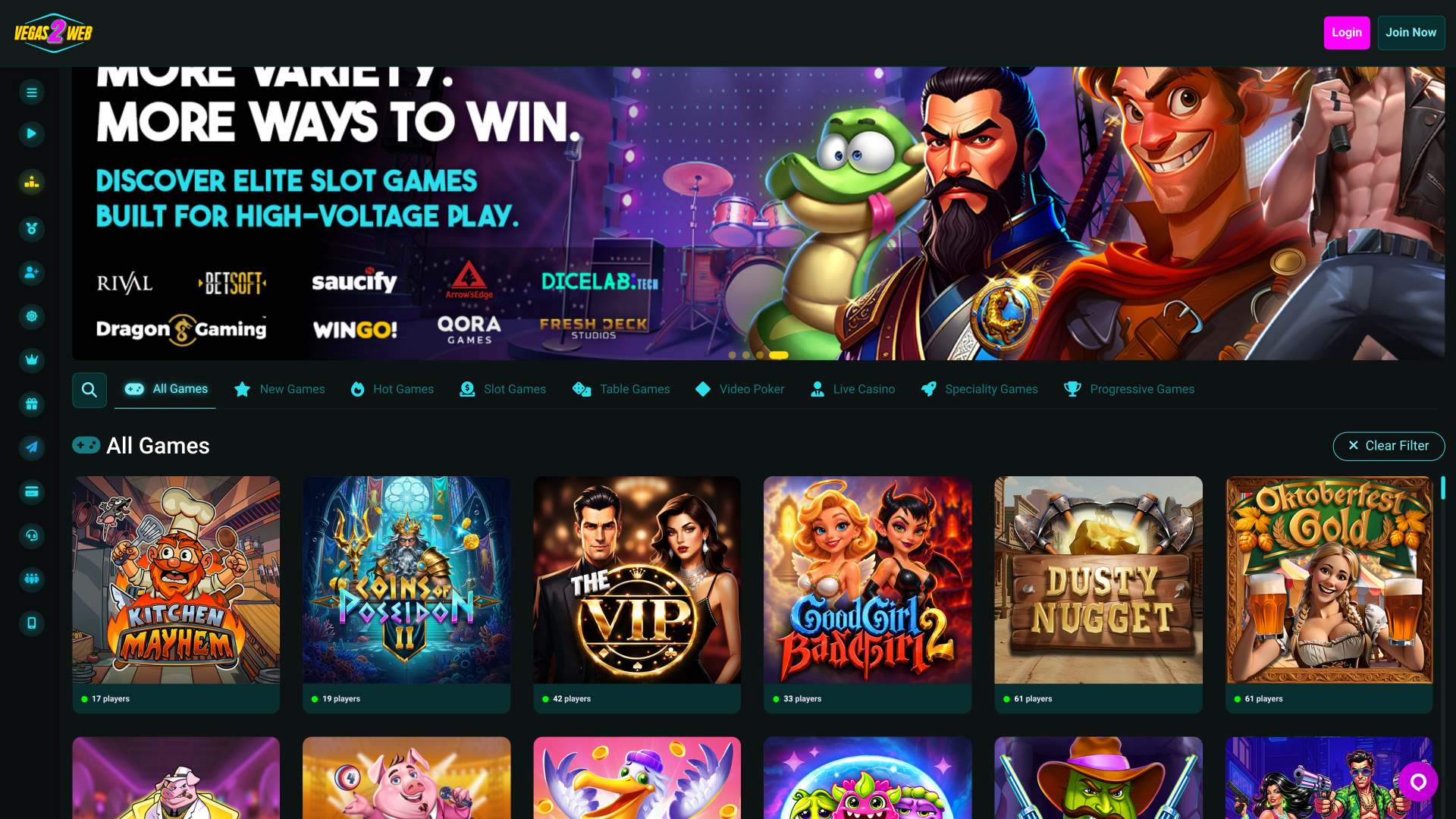 Vegas2Web Casino Desktop Games