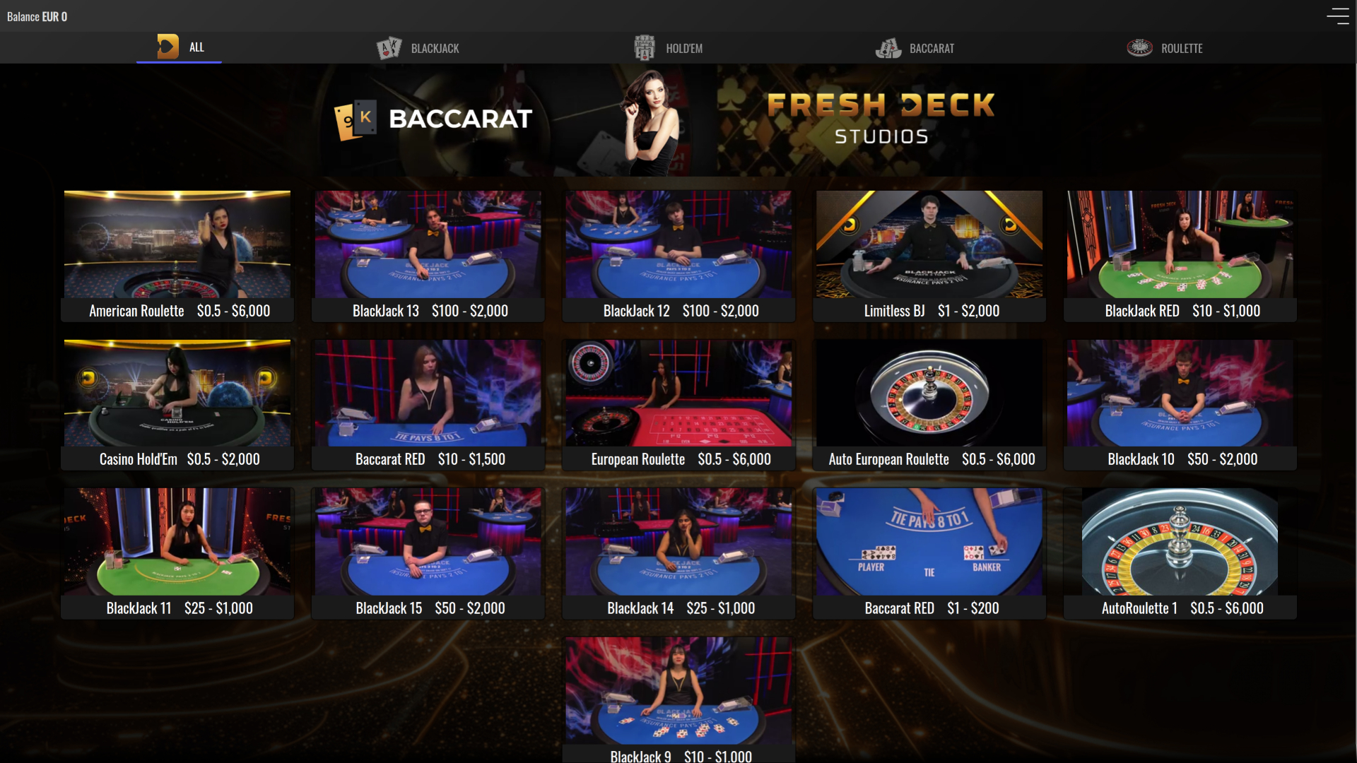 Croupier en direct sur bureau de Vegas2Web Casino