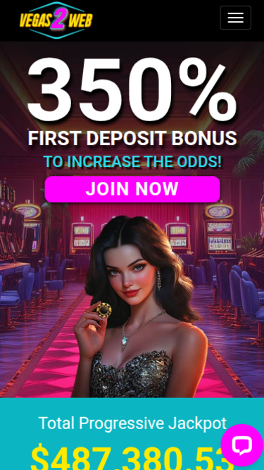 Vegas2Web Casino Mobile Homepage