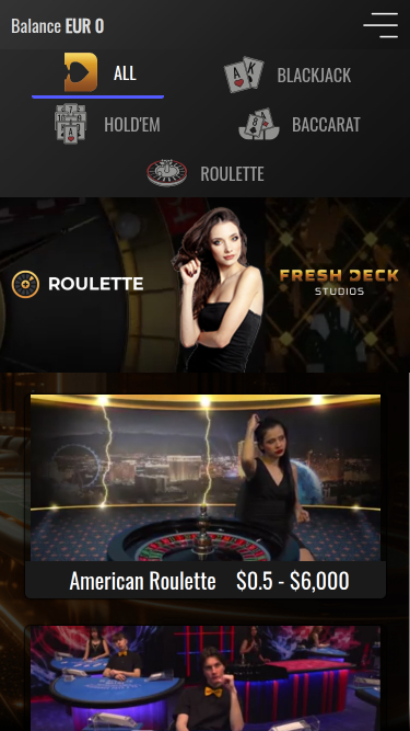 Croupier en direct mobile de Vegas2Web Casino