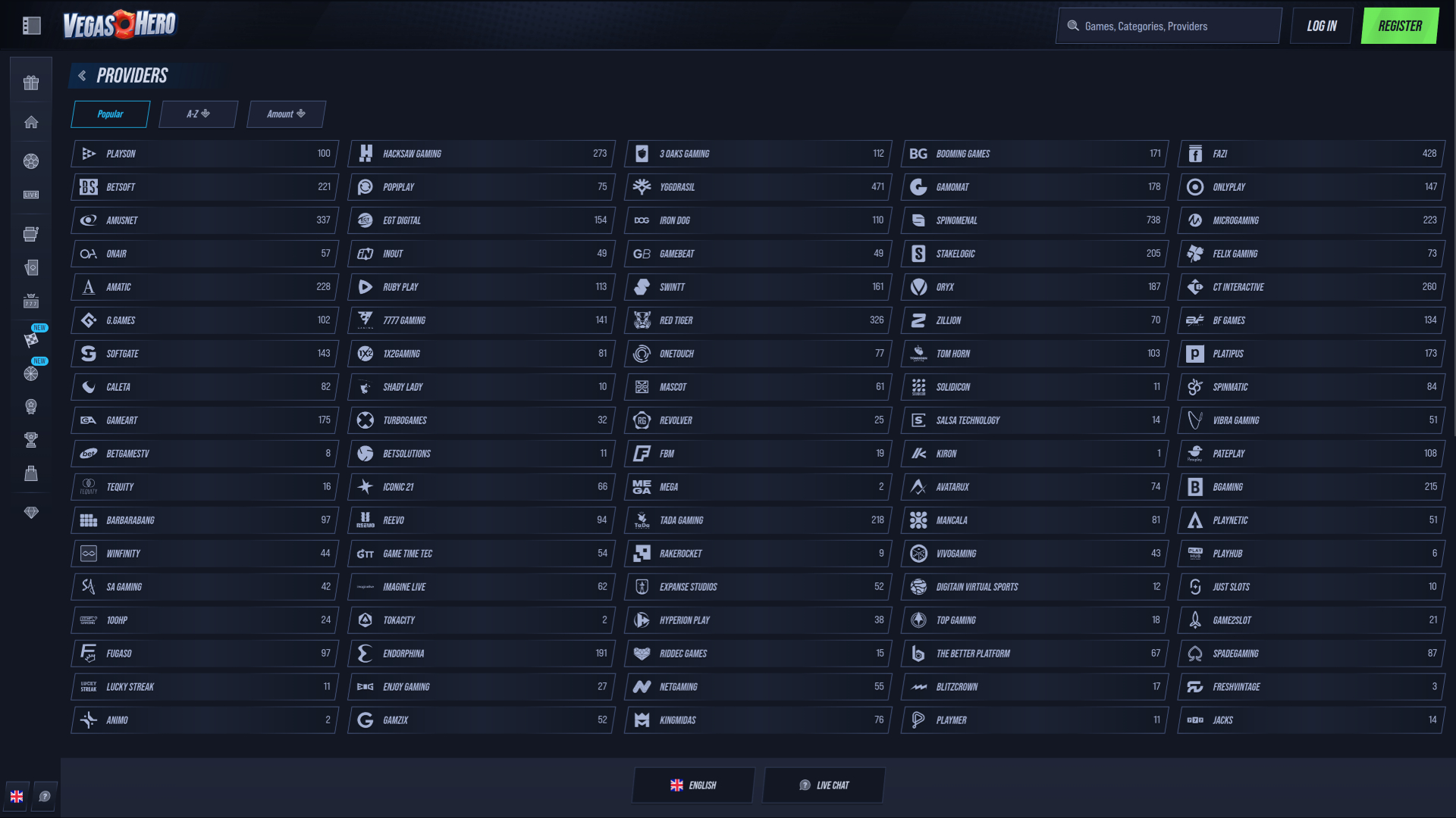 VegasHero Casino Desktop-Spieleentwickler