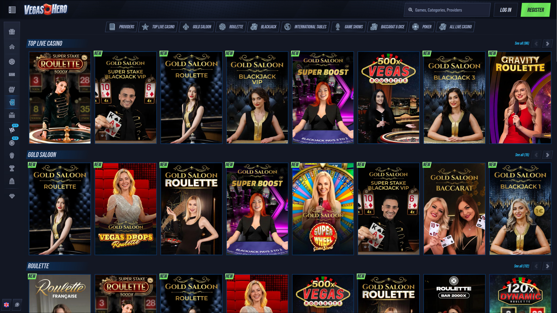 VegasHero Casino Desktop Live-Dealer