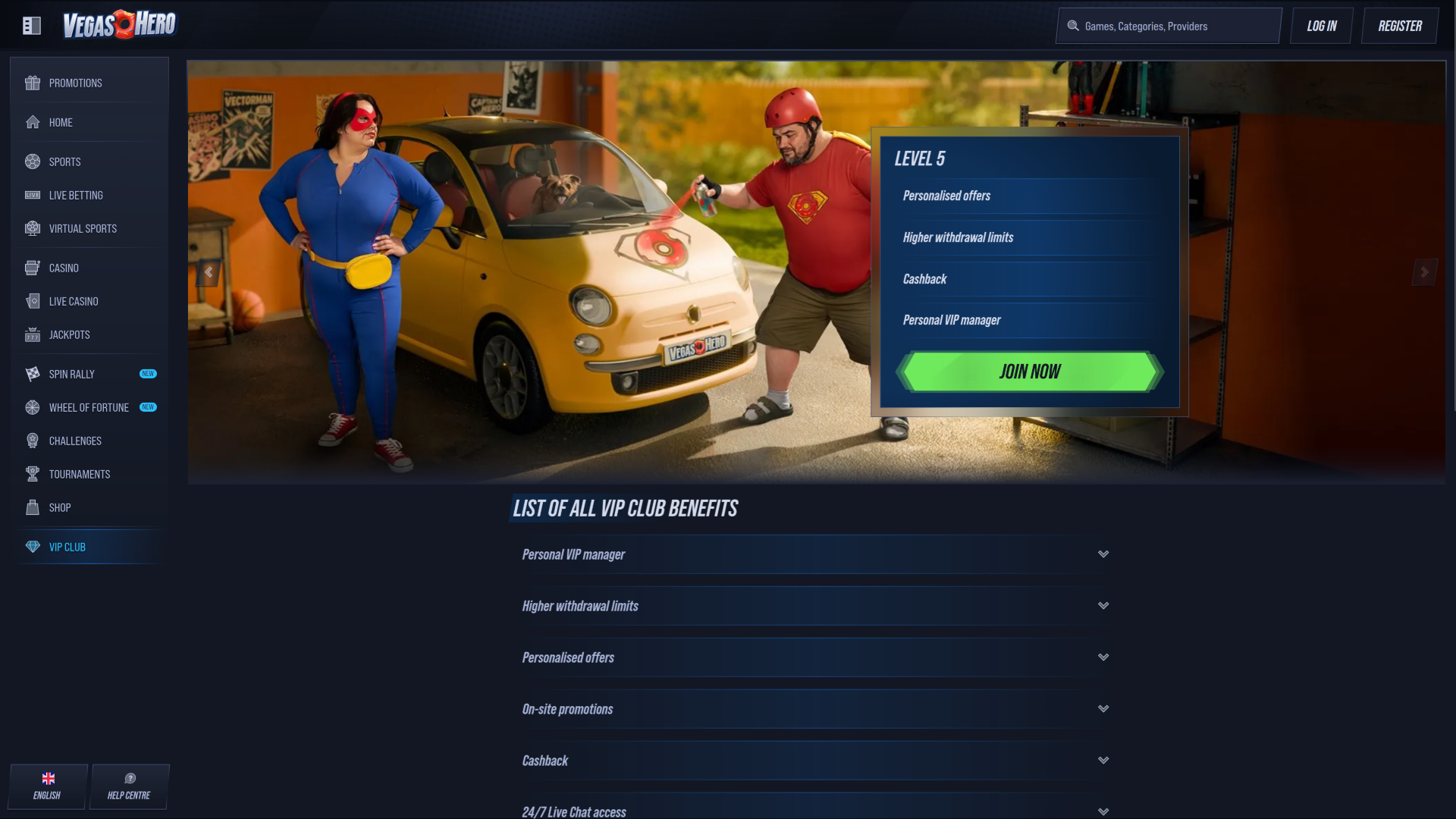 VegasHero Casino Desktop VIP