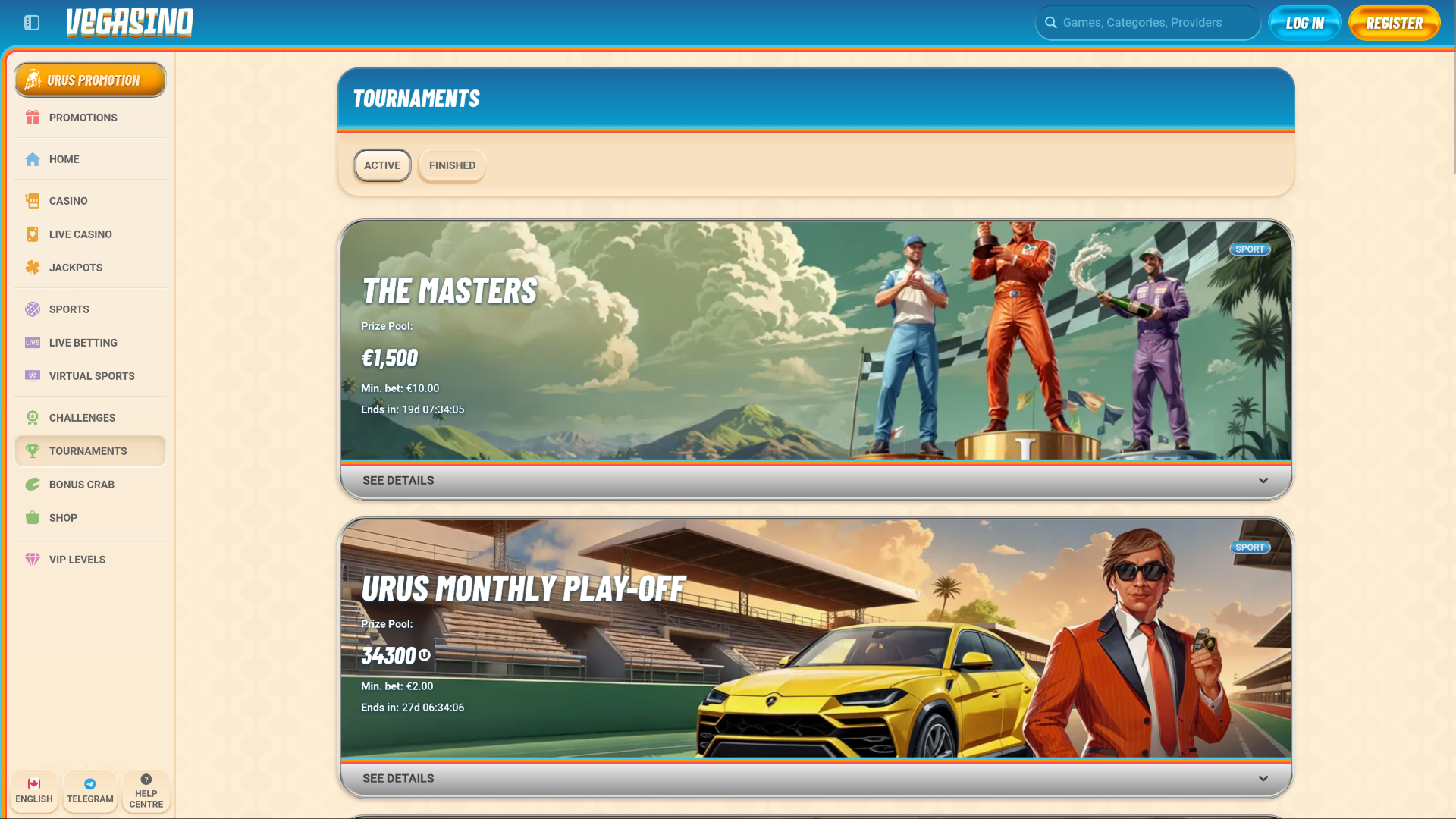 Vegasino Casino Desktop Tournaments