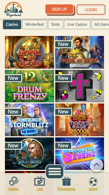 Jeux mobiles de VegasLand Casino