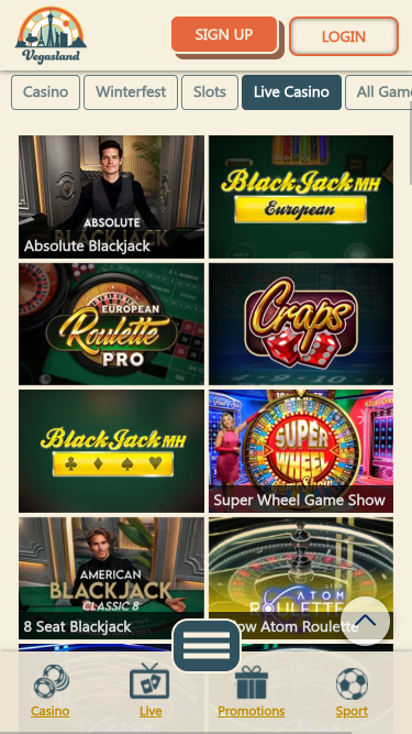 Croupier en direct mobile de VegasLand Casino