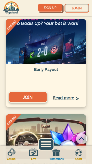 Promotions mobiles de VegasLand Casino