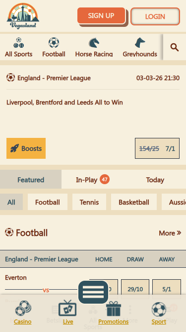 Sports mobiles du casino VegasLand