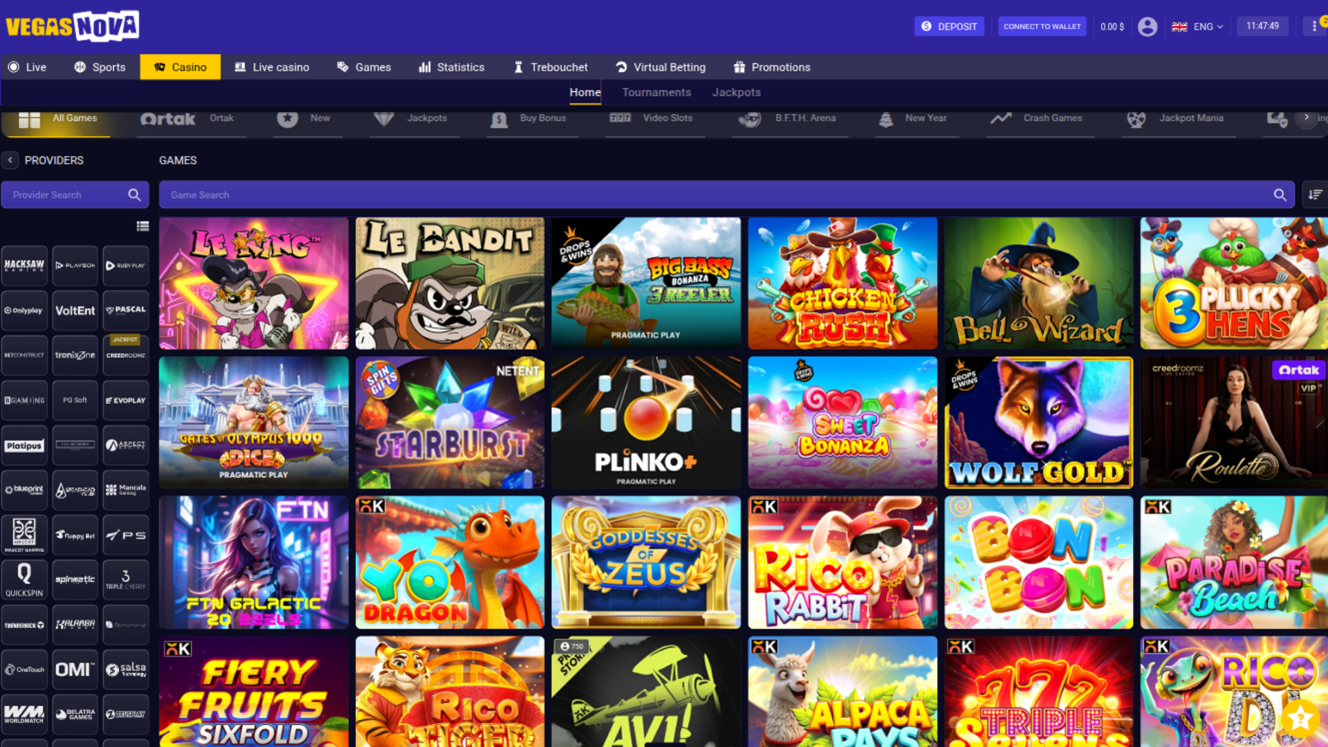 Développeurs de jeux de VegasNova Casino sur ordinateur