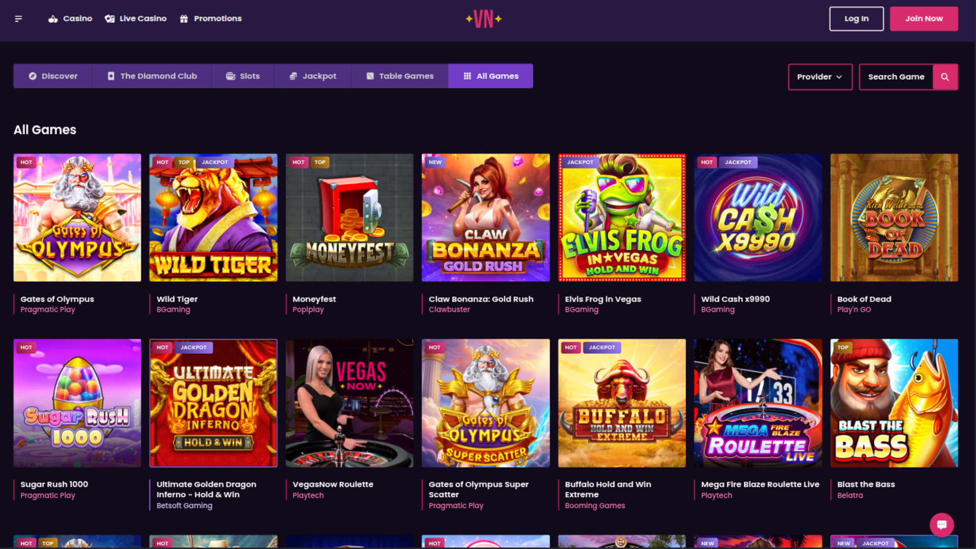 Jeux de bureau de VegasNow Casino