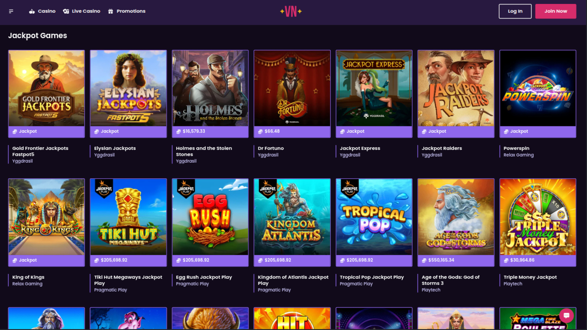 Jackpot de bureau de VegasNow Casino