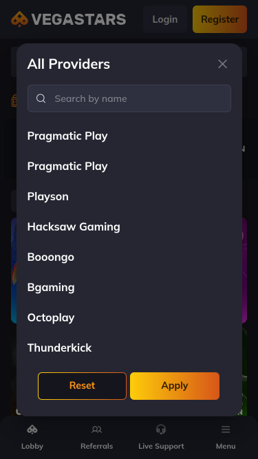 VegaStars Casino-Spieleentwickler