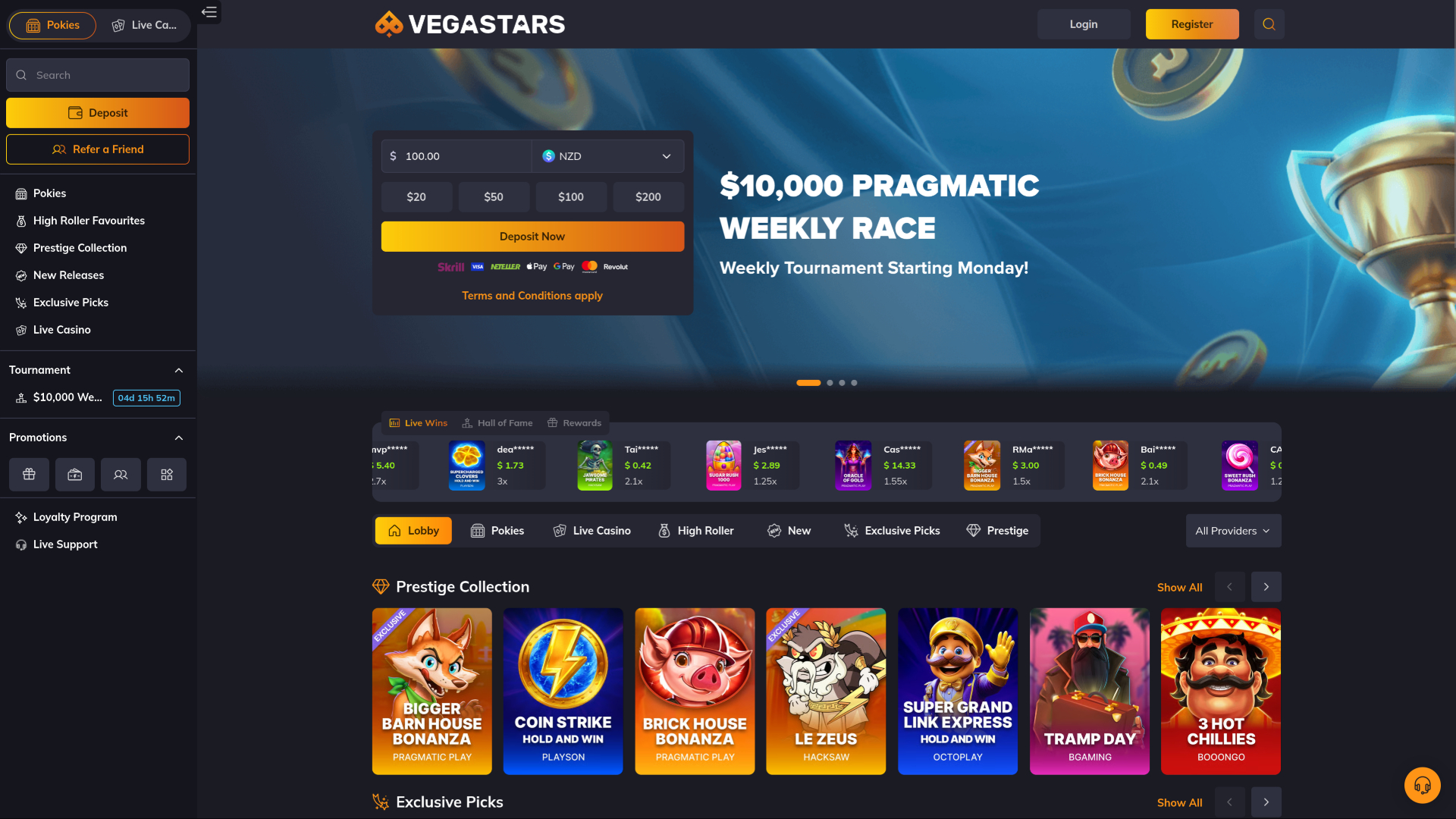 VegaStars Casino Startseite