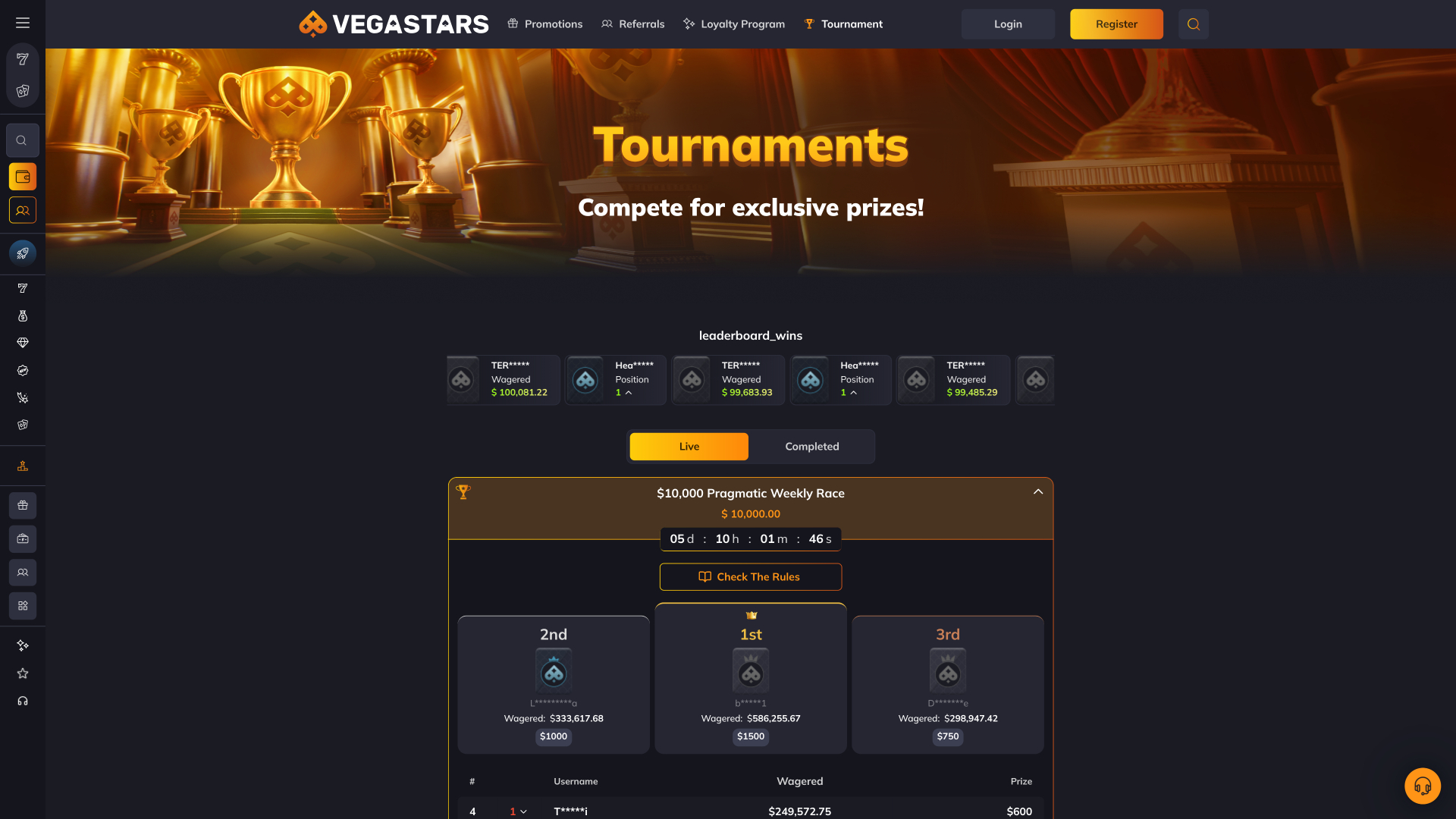 Torneios para computador do VegaStars Casino