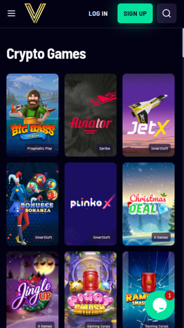 Jeux cryptographiques mobiles de Vegaz Casino