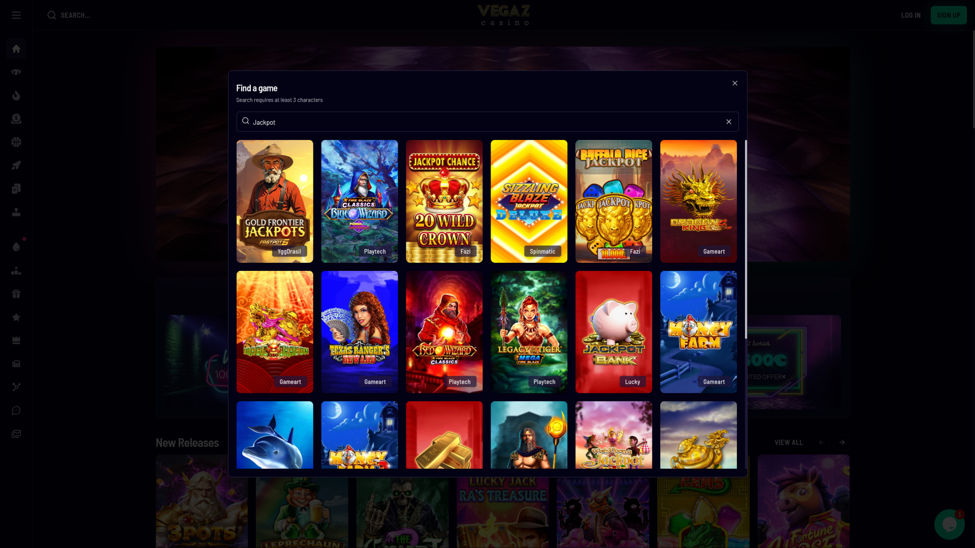 Vegaz Casino Desktop Jackpot