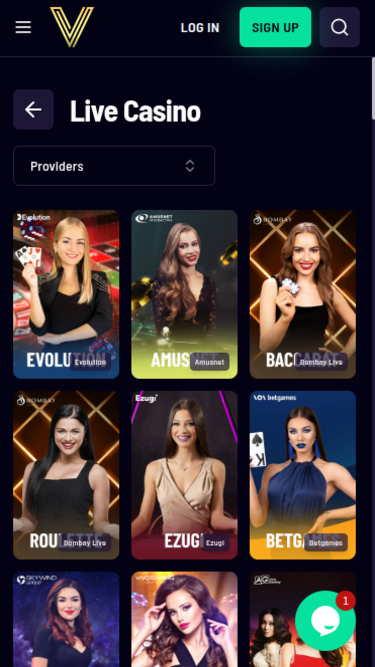 Croupier en direct mobile de Vegaz Casino