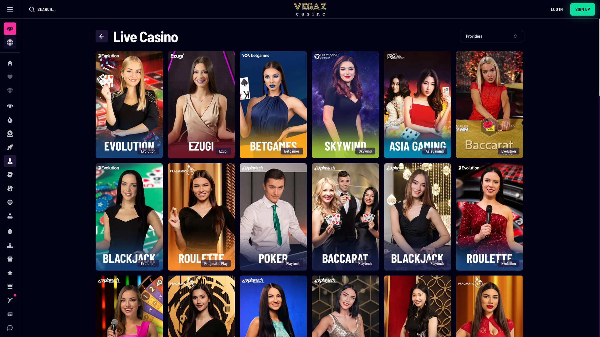 Vegaz Casino Desktop Live Dealer