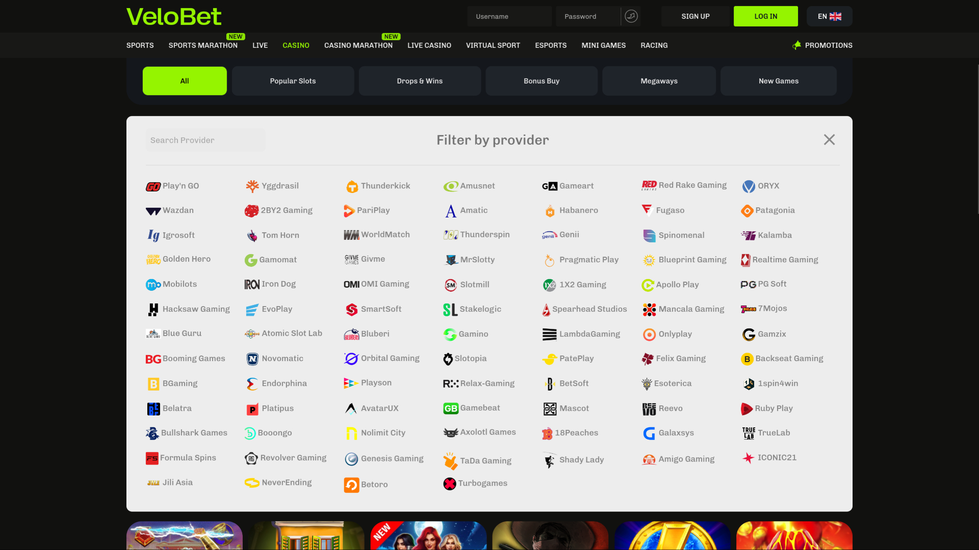 Développeurs de jeux de Velobet sur ordinateur