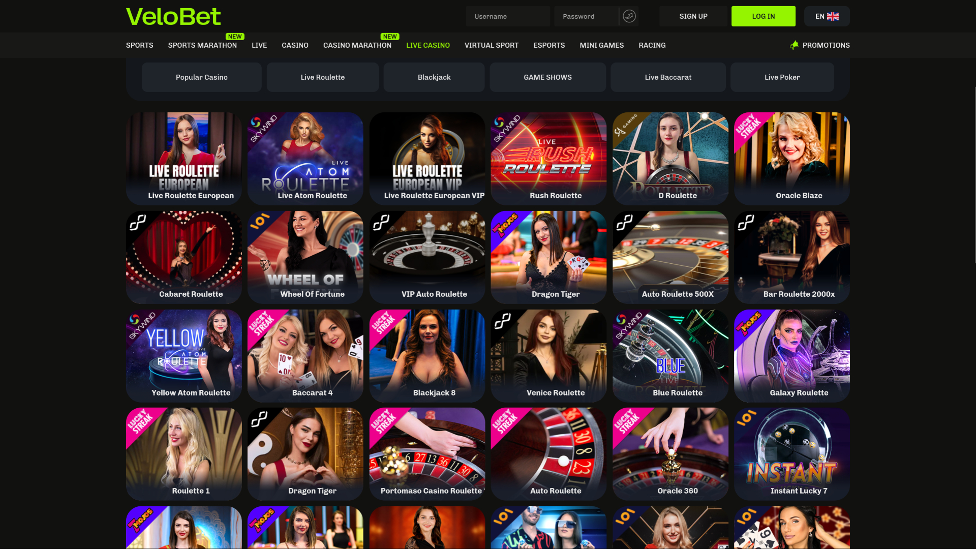 Croupier en direct de Velobet sur ordinateur