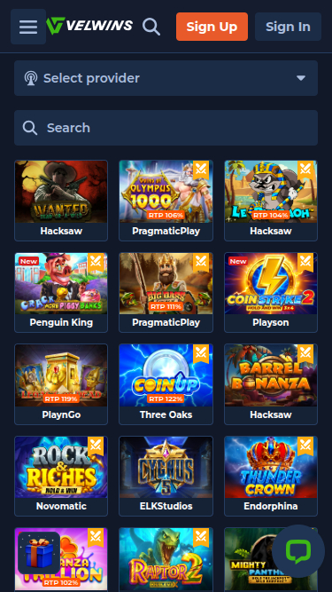 Скриншот игрового процесса Velwins Casino для мобильных устройств.