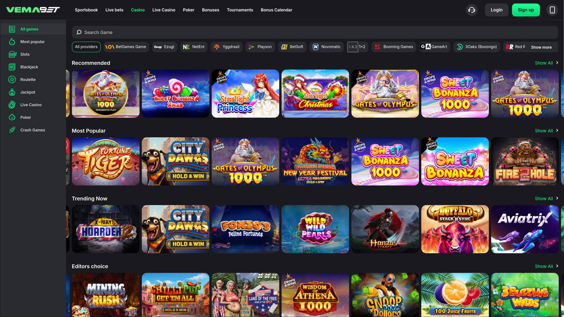 Vemabet Casino Desktop-Spiele
