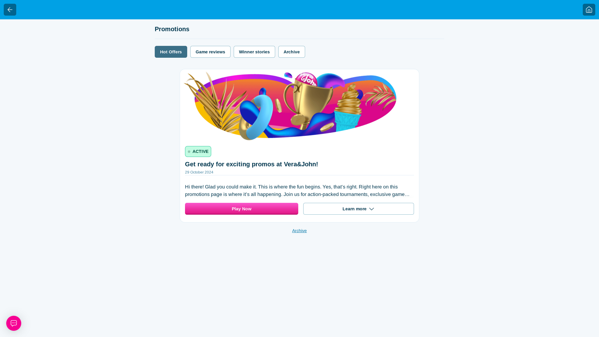 Promoções do Vera John Casino para computador