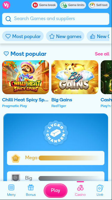 Jogos móveis do Vera John Casino