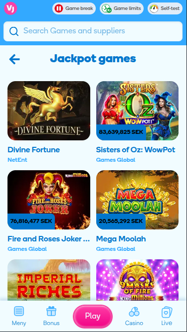 Jackpot móvel do Vera John Casino