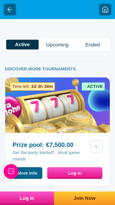 Torneios móveis do Vera John Casino