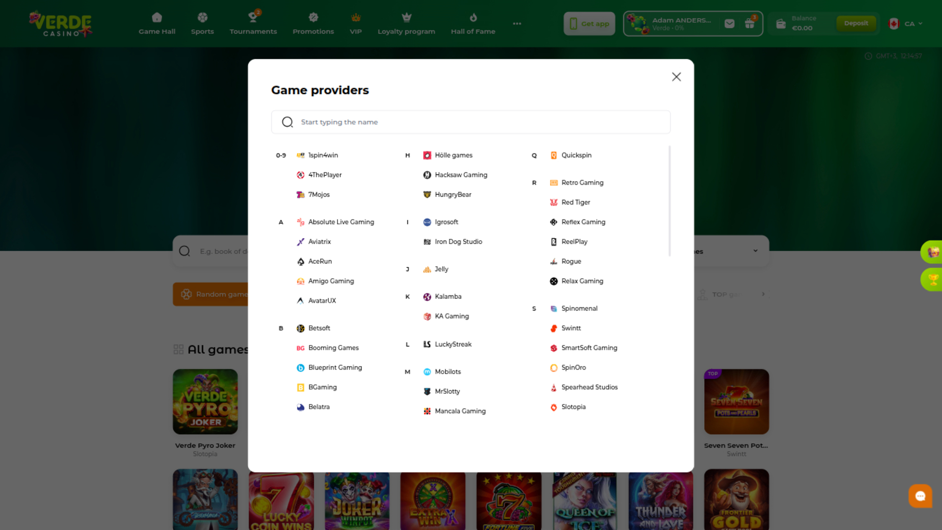 Desarrolladores de juegos de Verde Casino para escritorio