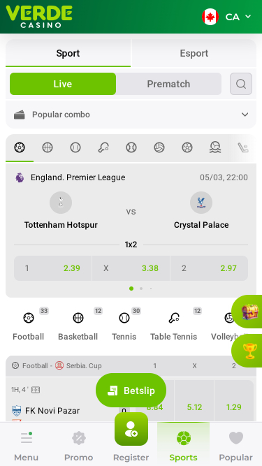 Verde Casino Mobile Sports