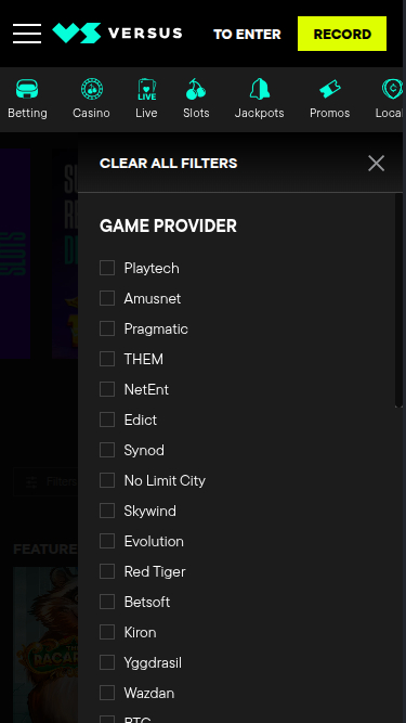 Développeurs de jeux mobiles de Versus Casino