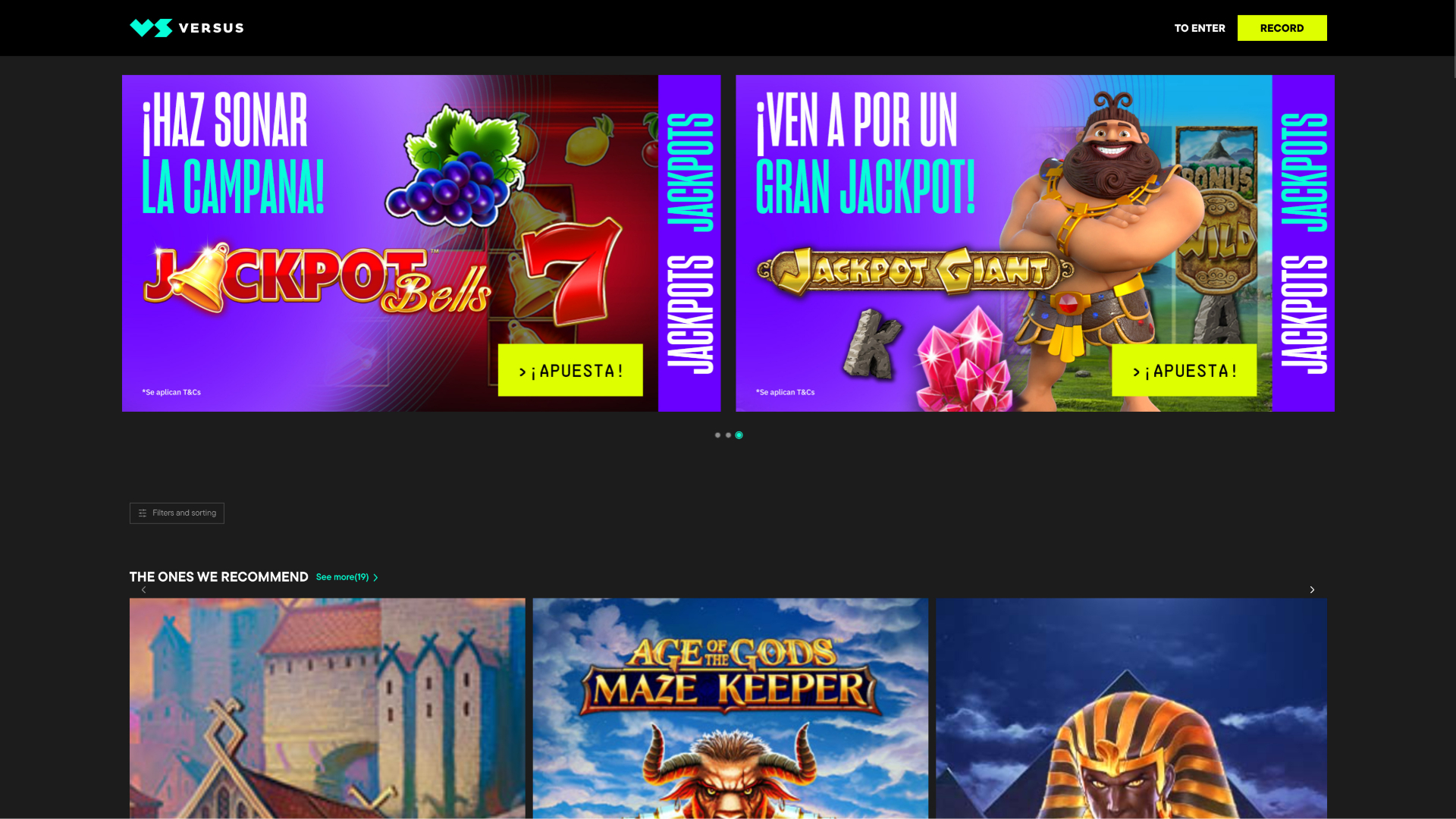 Jackpot de Versus Casino sur ordinateur