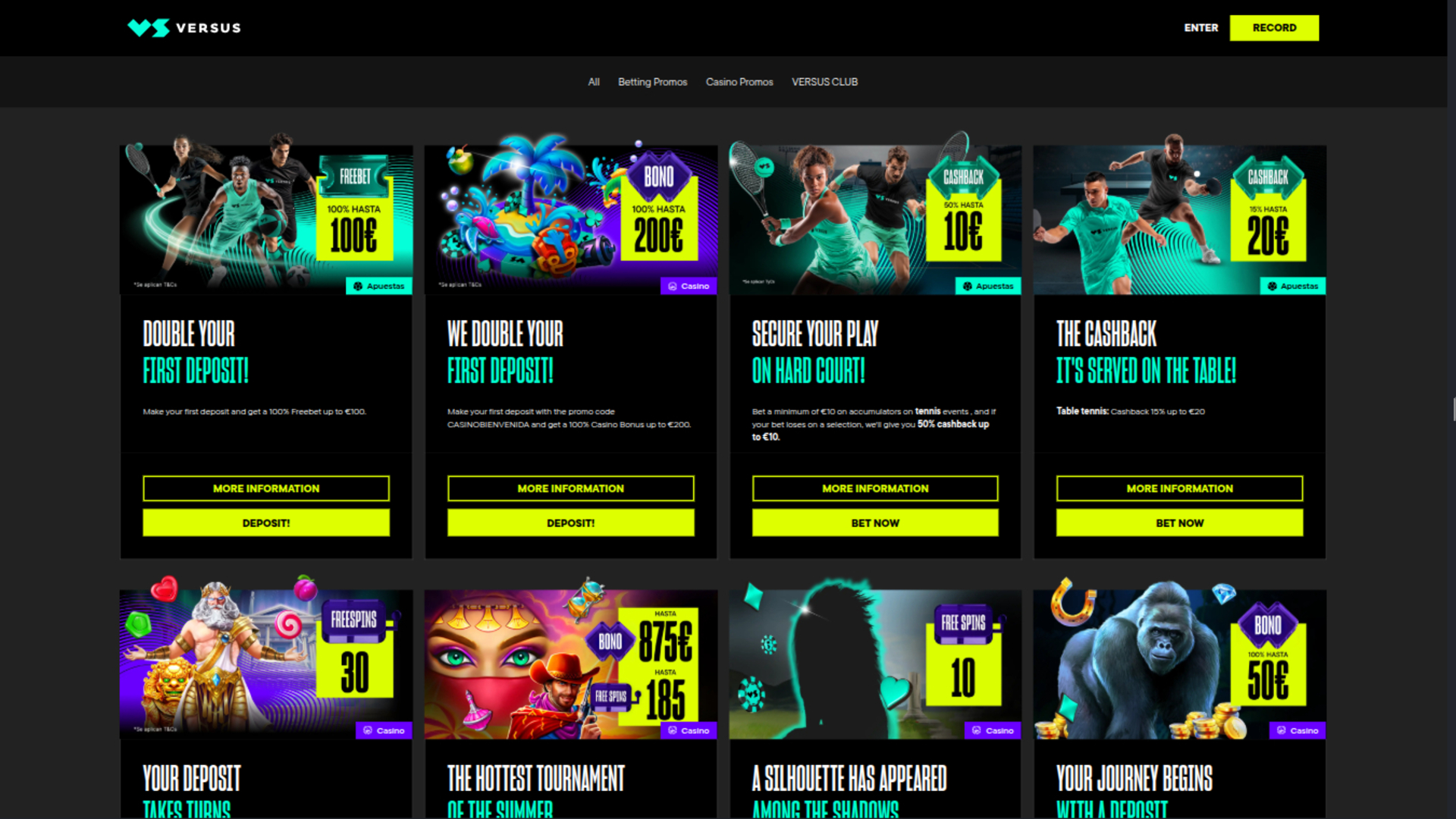 Promotions de Versus Casino sur ordinateur