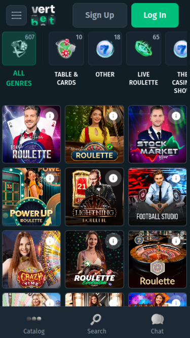 Croupier en direct mobile de Vertbet Casino