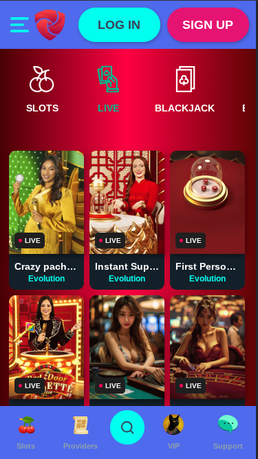 Croupier en direct mobile de Vesper Casino