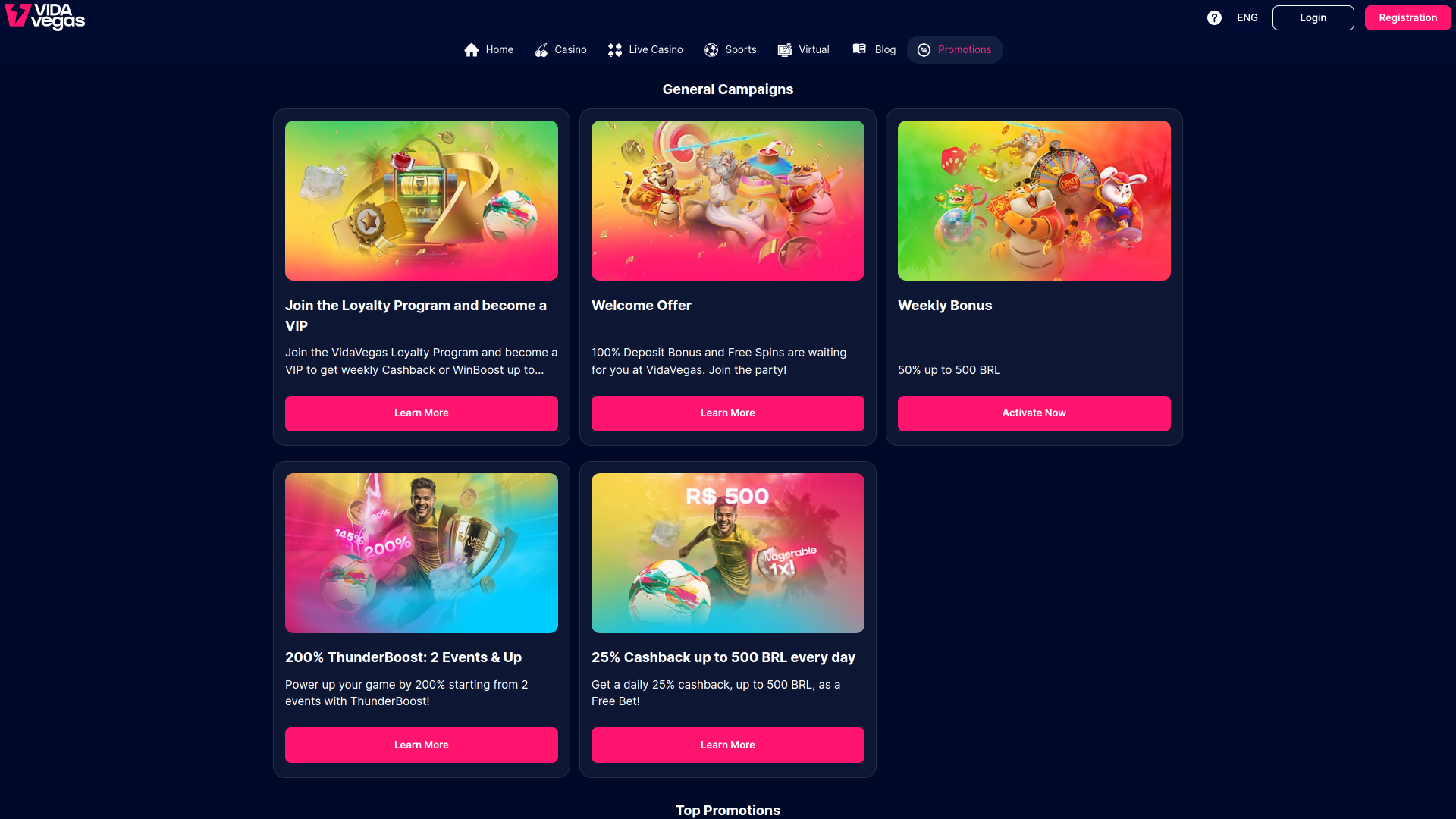 VidaVegas Casino Desktop Promotions