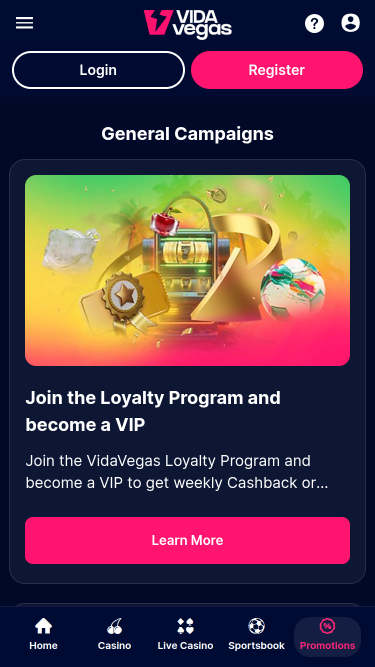 VidaVegas Casino Mobile Promotions