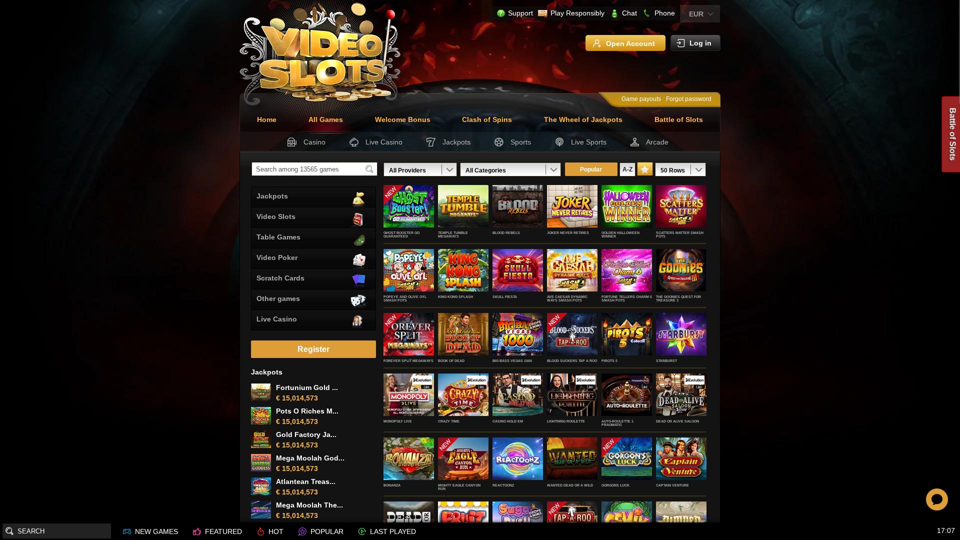 Videoslots Casino Desktop Games
