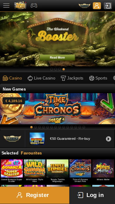 Page d'accueil mobile de Videoslots Casino